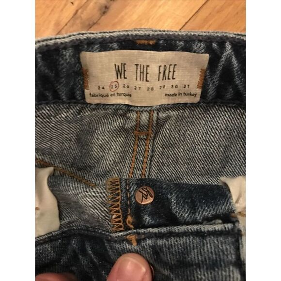 NEW Free People Distress Button Fly High Waist Denim Harvey Mini Skirt 25 $60 - Picture 10 of 11